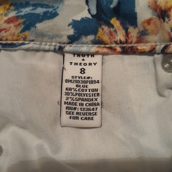 Truth + Theory Multicolor Floral Printed Skinny Jeans Size 8 - Picture 5 of 6